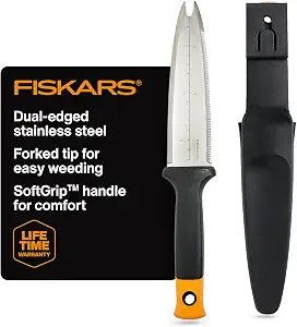 Fiskars Hori Hori Garden Knife with Sheath, Heavy Duty Gardening Hand Tool