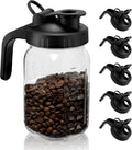 Wide Mouth Mason Jar Lids with Handle 6Pack Black, Plastic Mason Jar Pour Spout Lid, Reusable Flip Cap Lid, Canning Lids with Leak-proof Airtight Seal (Jar Not Included)