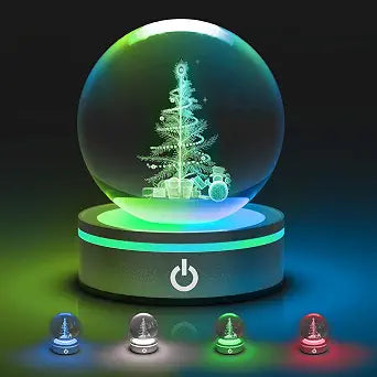 L LOHAS LED 3D Crystal Ball Night Light-Laser Engraved Christmas Tree