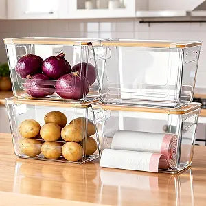 4 Pack Pantry Storage Containers for Onions, Potatoes and Trash Bags