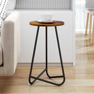 Round Side Table,Drink Table,Small Accent End Table,Brown