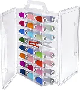 Gbivbe 46 Grids Sewing Organizer, Double Sided Thread Box Storage, Portable Clear Plastic Organizer Box for Embroidery and Sewing Threads, Embroidery Floss, Crafts, Small Toys (Clear,1 Pack)