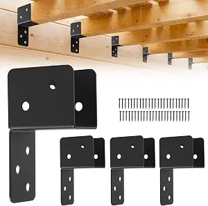 4 Pcs Post Caps Tie Bracket for 2x4 Post, Black