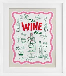 Wine Club Minimal Glam Still Life, 13 x 16 Inch Framed Print Under Glass