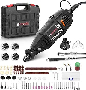GOXAWEE Mini Power Rotary Tool Kit with Flex Shaft & Keyless Chuck -140Pcs