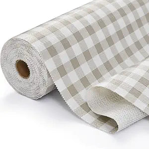 Drawer Shelf Liner, Non-Slip Kitchen Cabinet Liners Non-Adhesive Thick Strong Grip Waterproof Mats Protect Dresser Shelves Cupboard Bathroom Cabinets, Green Plaid, 17.5 in X 20 FT