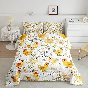 Feelyou Cute Chicken Comforter Set Twin Size for Boys Girls