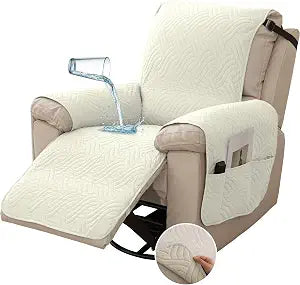 Deep Dream Waterproof Recliner Chair Cover for Small Chair, Off White, 23"