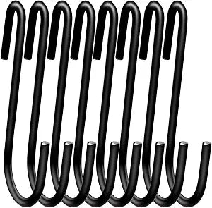 ESFUN 18 Pack 4 inch Heavy Duty S Hooks Pan Pot Holder Rack Hooks S Shaped Hooks Hangers for Oval Ceiling Pot Rack Hanging Kitchenware Spoons Pans Pots Utensils Clothes Bags Towels Plants (Black)