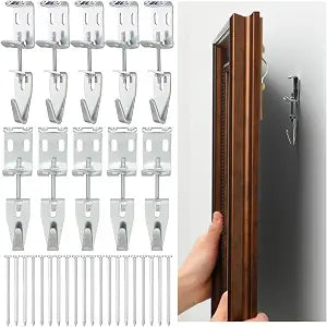 Blulu 10 Pcs Adjustable Picture Hangers, Metal Mirror Hanging Kit, 100 lb