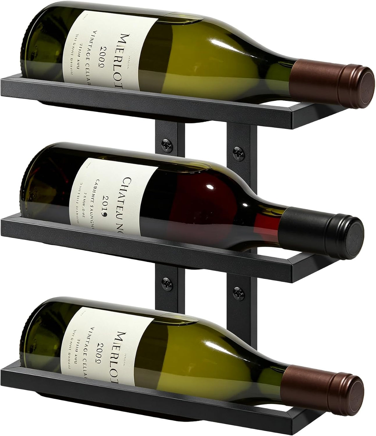 3 Tier Wall-Mounted Wine Rack, Wall Hanging Storage Rack, Black