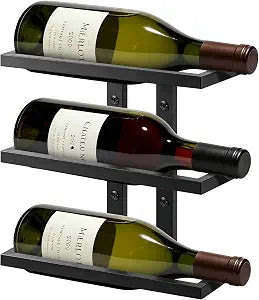 3 Tier Wall-Mounted Wine Rack, Wall Hanging Storage Rack, Black