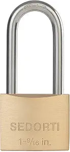 SEDORTI Outdoor Weatherproof Padlock with Stainless Steel Shackle and Solid Brass Body, Marine Grade Rustproof Long Lock for Sheds, Storage Unit School Gym Locker, Fence, Toolbox, Hasp Storage