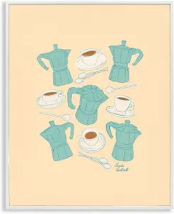 Espresso Moka Pots Coffee Kitchen, 11 x 14 Inch Framed Gicle Print