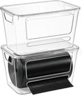 Trash Bag Dispenser, 2 Pack Extra Large Trash Bag Holder with Plastic Locking Lid, Stackable Garbage Bag Holder Dispenser for Kitchen, Trash Bag Organizer for Under Sink, Bathroom, Laundry Room