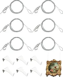 NACETURE Picture Rail Hanging Kit, 6 Pack Hooks with 72 Inch Loop Cord