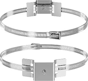 Adjustable Sign Mounting Bracket Set for Pole, 304 Stainless Steel, 2 Pcs with Bolts & Clamps, Fits 4-15 in Pole, Ideal for CCTV, Solar Panels, Signage, and More