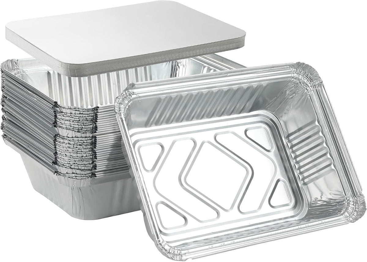 Waytiffer 25Pack Disposable Aluminum Foil Pans with Lids 8.5x6.3-2.25LB
