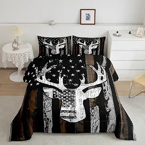 Feelyou American Flag Deer Camo Comforter Set Twin Size Kids Boys Bedding
