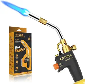RTTOOA Propane Torch Head, GJ-8000pro High Intensity Torch Head, Trigger Start Gas Torch Kit for Propane, Pencil Flame Welding Torch Fuel by Mapp/Map/Propane, Soldering, CookingCSA Certified)