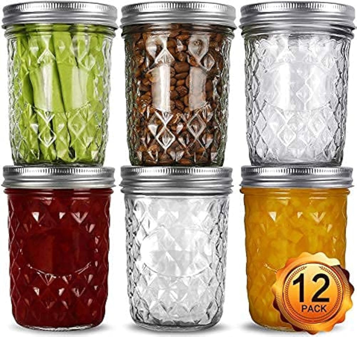 VERONES 12 Packs 16oz Wide Mouth Mason Jars, Mason Jars with Lids and Bands