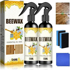 Beewax Essential Oil Wax, 2PCS Beeswax Spray, Beeswax Spray Furniture Polish, Bees wax Wood Polish, Bees wax Care spray & Restorer for Wood Floors, Furniture, Tables, Cabinets