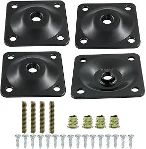 Set of 4 Leg Mounting Plates M8 Thread Bolts Screws Black