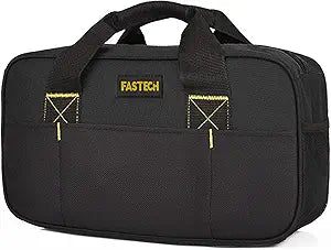 FASTECH Heavy Duty Tool Bag 14-Inch, Wide Mouth Tool Tote Bag, Waterproof Tool Organizer Bag, Electricians Repairman Tools Tote Bag (Black)