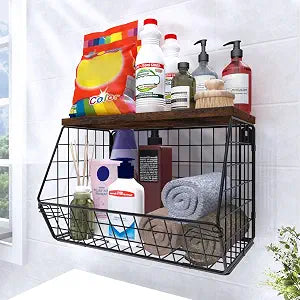 MSJGA Laundry Room Shelves, Wall Mounted Storage Basket, 11.8"Wx7.9"Dx8.5"H