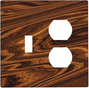 Outlet Covers Luxury Dark Wood Grain Rich Brown Wooden Texture 1 Toggle 1 Duplex Switch Plate Covers Electrical Light Switch Cover Plate Decorative Wall Plate Socket Cover For Office Decor