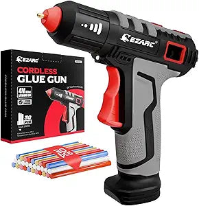 EZARC Cordless Hot Glue Gun,15s Fast Heating, 30 Mini Glue Sticks, Black