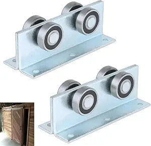 BiJun 4 Wheel Trolley Assembly for Sliding Barn Doors,Heavy Duty 2 Pack Silver