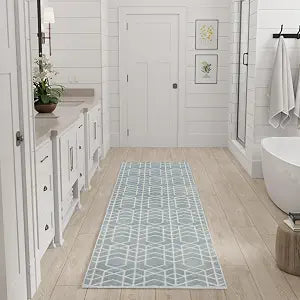 Nourison Home Washable Charm Blue Ivory 2'2" x 10' Area Rug - Easy Clean, Non Shedding, Bed Room, Living Room, Dining Room, Kitchen (10' Runner)