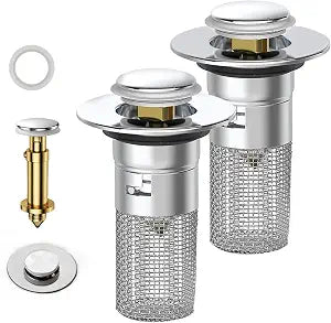 Bathroom Sink Drain Strainer2 Pcs Premium Stainless Steel, Anti-Clog, Durable Bathroom Sink Drain Stopper for Easy Installation & Rust-Resistant Performance bathroom sink stopper