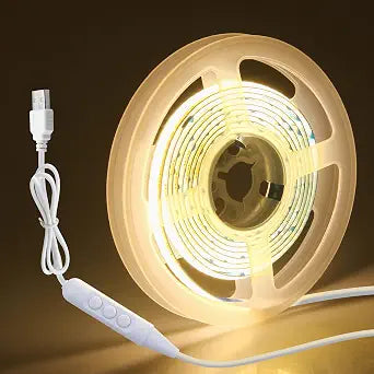 Aclorol COB LED Strip Light with Dimmer Short 5FT Lights Strip Warm White