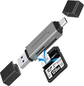 SABRENT USB-C & USB-A SD/Micro SD Card Reader, USB 3.0 (CR-BCA2)