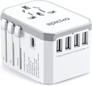 EPICKA Universal Travel Adapter with 1AC/1 USB-C/4 USB-A Ports