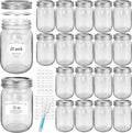 20 Pack 12 oz Clear Glass Mason Jars with Silver Metal Split Lids