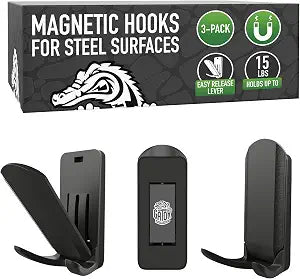 GATOR MAGNETICS Dual MINI Hooks, 15 lb Magnetic Hooks, Black  3 Pack