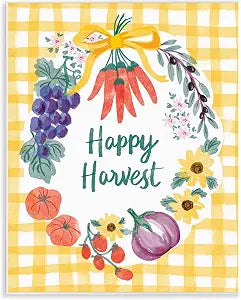 Happy Harvest Kitchen Plaid, 11 x 14 Inch Mounted Print on Wall Plaque