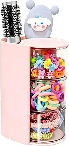 Azurphoric Hair Accessories Organizer with Hair Brush Holder(Pink, 3-Layer)