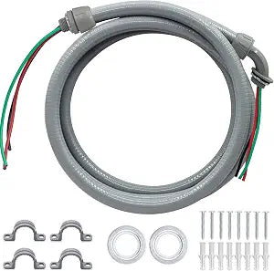 4Ft AC Whip Kit - 3/4" Non-Metallic Liquid Tight Conduit with 8/3 Gauge Wire for Quick-Install Air Conditioner Hook-Up/Heat Pump Units