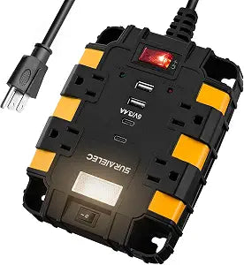 SURAIELEC Magnetic Power Strip, Dual Magnets & 4 Mounting Holes, ETL Listed