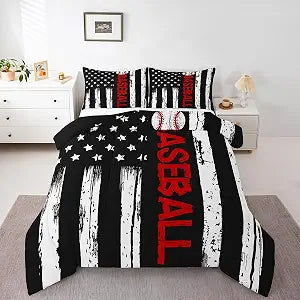 Erosebridal Baseball Flag Comforter Set Full Size 3 Piece Bedding Set