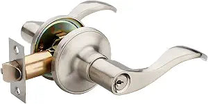1 Pack of HENYIN Wave Lever Keyed Entry Door Lock/Door Knob Hardware Handle and Closet Lockset, Silver Color, with Key,Right Hand(805SN-R)