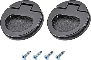 METALLIXITY Flush Ring Pull Handles(43.5mm/1.71") 2Pcs, Zinc Alloy Flush Pull Slam Latch with Screws - for Drawer Sliding Door, Black