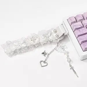 Lace Keyboard Strap with Cute Charm for Mechanical Keyboards