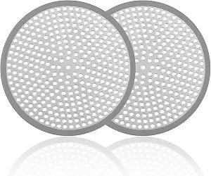 Drain Hair Catcher, 2pcs Round Shower Drain Cover for Bathroom, Drain Strainer, Stainless Steel and Silicone (Round)