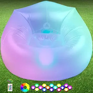 Inflatable LED Couch for Kids,Illuminated Blow Up Lounger Chair,Light Folding Air Chair for Girls and Boys,Inflatable Game Sofa for Rooms,Camping,Swimming Pool(Frosted White,Without Pump)