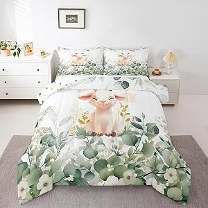 Erosebridal Goat Sheep Comforter Set Twin Size 2 Piece Bedding Set